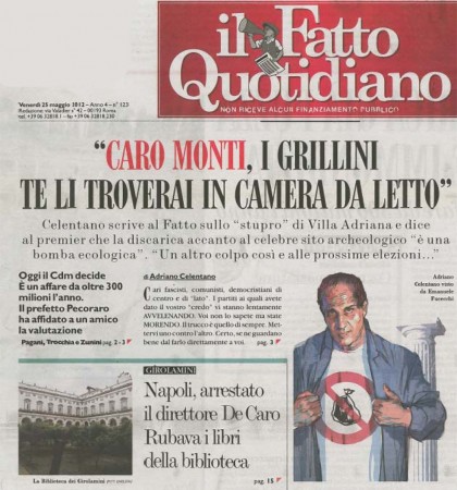 'Uno stupro alla cultura' di Adriano Celentano | Il Fatto Quotidiano 25-05-2012