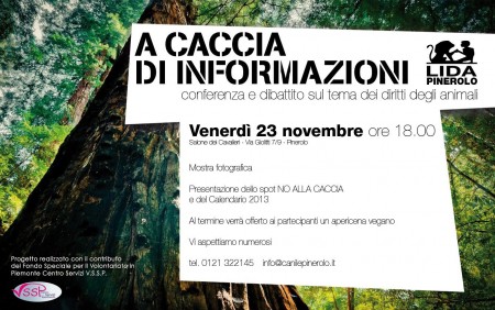 A caccia di informazioni (conferenza e dibattito sul tema dei diritti degli animali) - LIDA Pinerolo