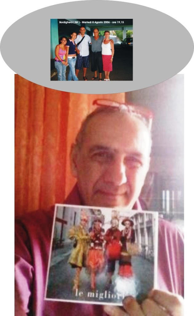 selfie di Elio Combierati con la copertina dell'album "Le migliori" di Mina e Celentano