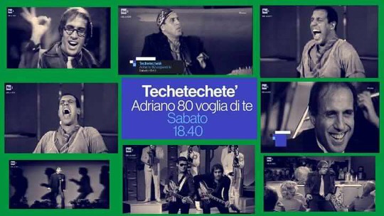 immagine tratta dallo spot televisivo della puntata speciale di Techetechetè dedicata agli 80 anni di Adriano Celentano