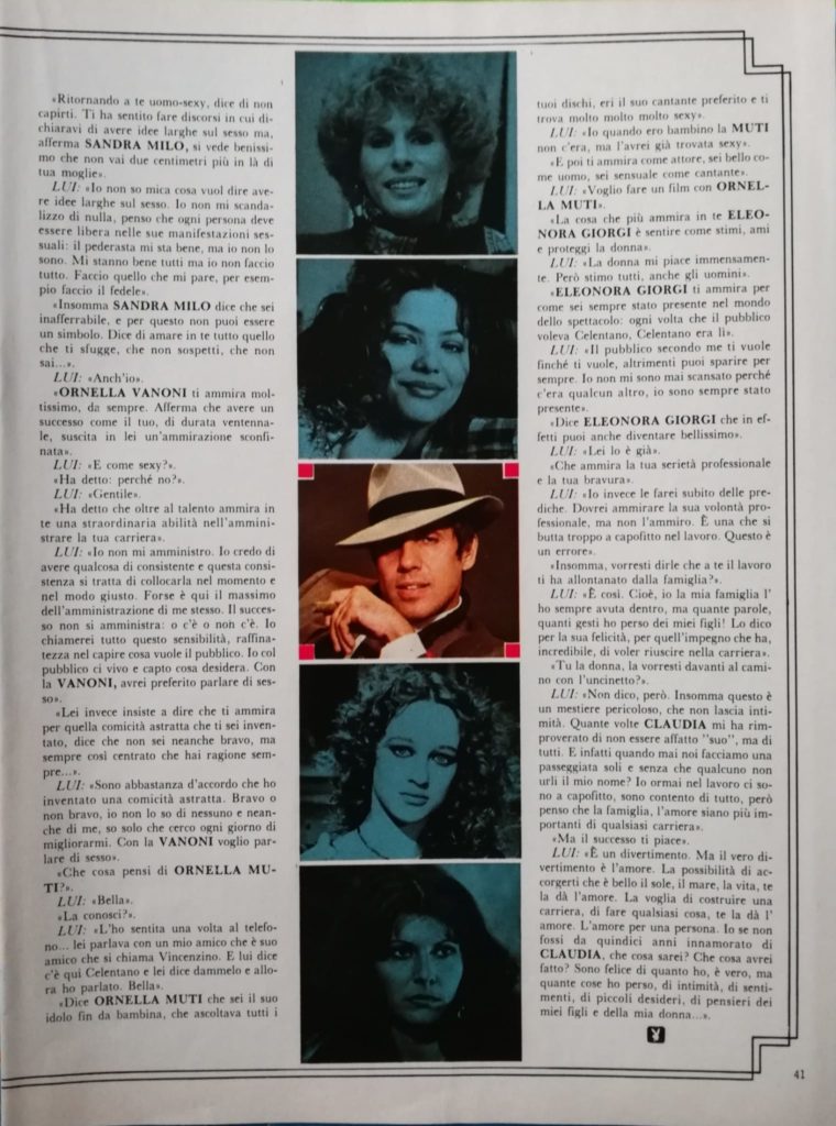 pagina 3 dell'intervista ad Adriano Celentano pubblicata sulla rivista Playboy nel febbraio 1980